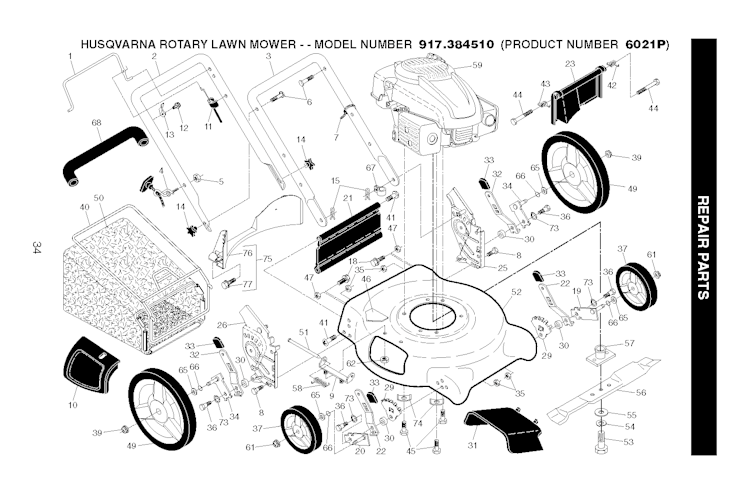 Husqvarna Rasenmäher gelegentliche Nutzung 6021 P, 917384510, 2010-01