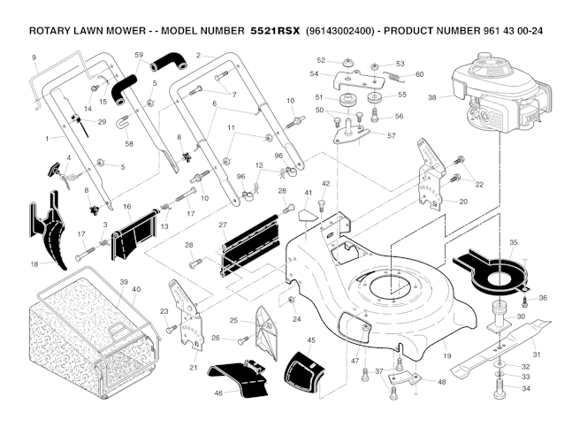 Husqvarna Rasenmäher gelegentliche Nutzung 5521 RSX, 96143002400, 961430024, 2007-01