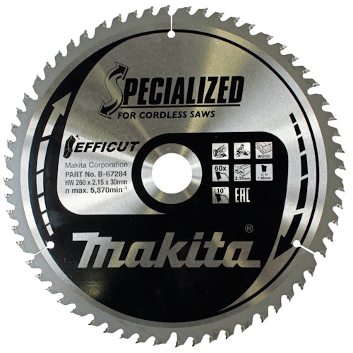 Makita Sägeblatt 260x2,15x30, 60Z EFFICUT B-67284