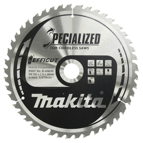 Makita Sägeblatt 260x2,15x30, 45Z EFFICUT B-64630
