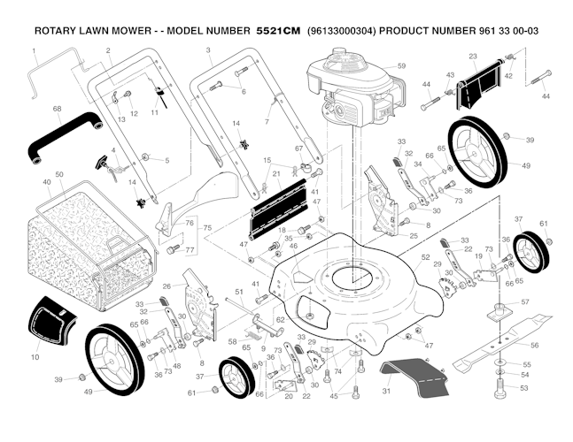 Husqvarna Rasenmäher gelegentliche Nutzung 96133000304 5521CM (Not for Sale in California)