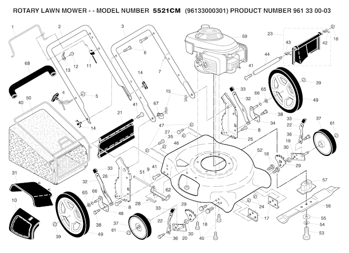 Husqvarna Rasenmäher gelegentliche Nutzung 96133000301 5521CM (Not for Sale in California)