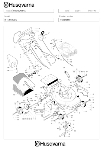 Husqvarna Rasenmäher gelegentliche Nutzung 953876568 R 153S3-BBC