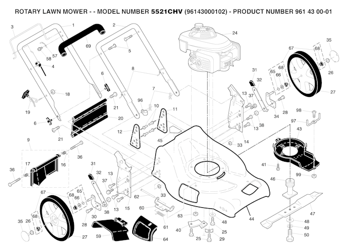 Husqvarna Rasenmäher gelegentliche Nutzung 96143000102 5521CHV (Not for sale in California)