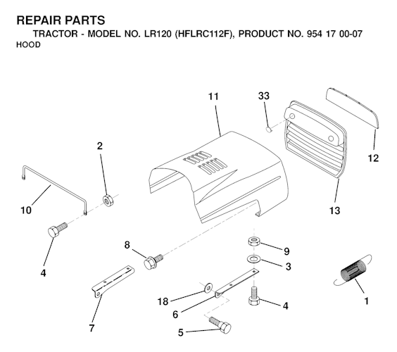 Husqvarna Gartentraktoren LR120 B, HFLRC112F, 954170007, 2000-03