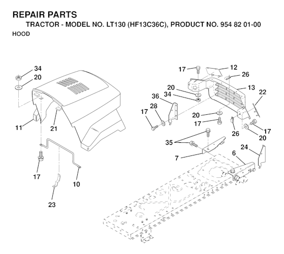 Husqvarna Gartentraktoren LT130, HF13C36C, 954820100, 1998-12
