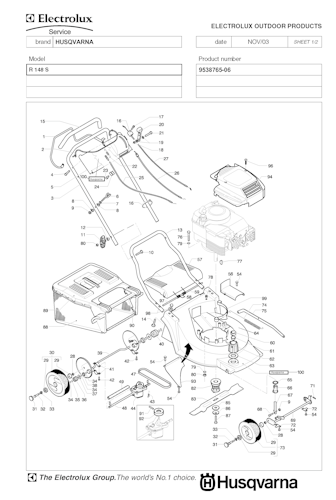 Husqvarna Rasenmäher gelegentliche Nutzung R148 S, 9538765-06, 2004-01