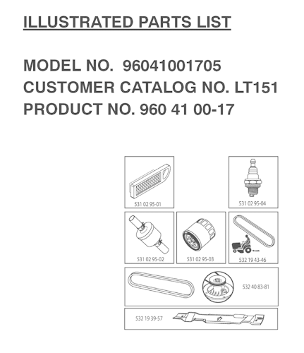 Husqvarna Gartentraktoren 96041001802 LT151