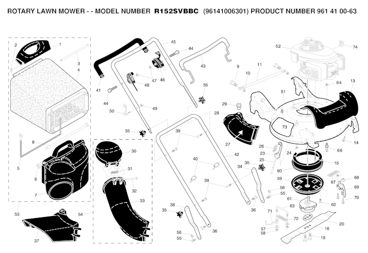 Husqvarna Rasenmäher gelegentliche Nutzung 96141006301 R 152SV-BBC