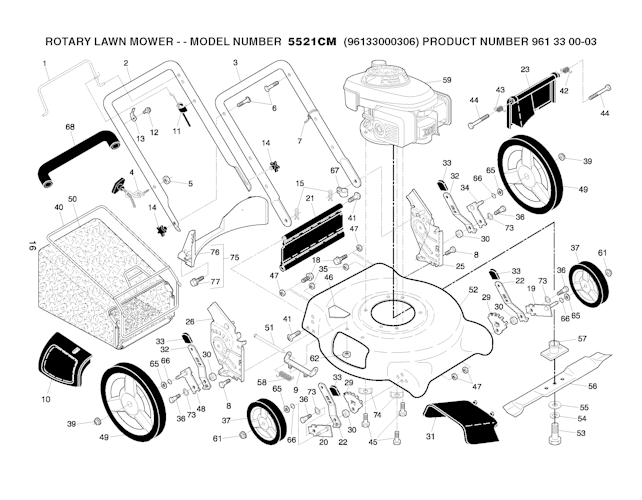 Husqvarna Rasenmäher gelegentliche Nutzung 96133000306 5521CM (Not for Sale in California)