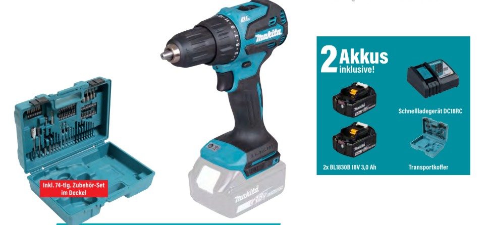 Makita Akku-Schlagbohrschrauber DHP490RFX3