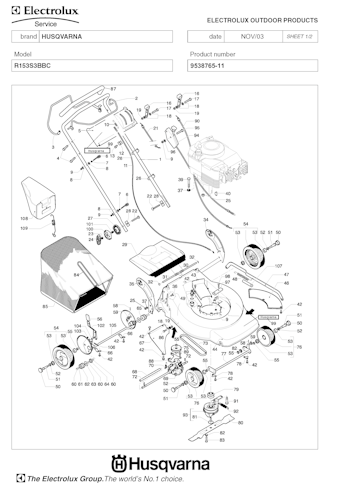 Husqvarna Rasenmäher gelegentliche Nutzung R153S3BBC, 953876511, 2004-03