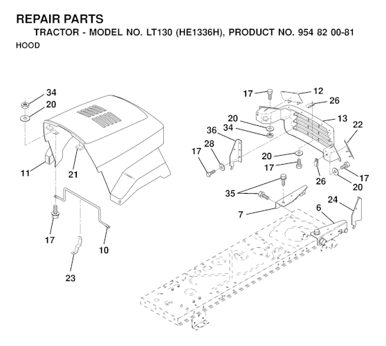 Husqvarna Gartentraktoren LT130, HE1336H, 954820081, 2000-03