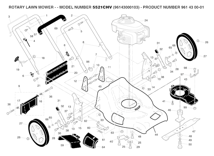 Husqvarna Rasenmäher gelegentliche Nutzung 96143000103 5521CHV (Not for sale in California)