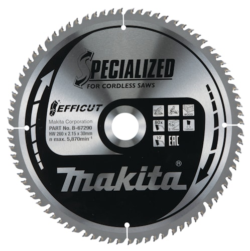 Makita Sägeblatt 260x2,15x30, 80Z EFFICUT B-67290