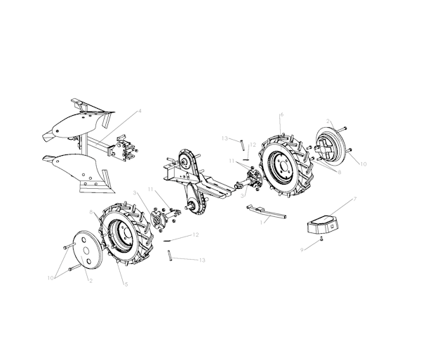 Husqvarna Motorhacken 967995706 Double plough kit with rubber wheels and weights